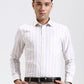 White & Fawn Striped Slim Fit Formal Shirt | Greenfibre
