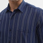 Navy Blue Striped Smart Fit Semi Casual Shirt | Greenfibre