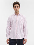 Light Pink Striped Smart Fit Semi Casual Shirt | Greenfibre