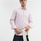 Light Pink Striped Smart Fit Semi Casual Shirt | Greenfibre