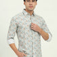 White Printed Slim Fit Casual Shirt | JadeBlue