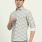White Printed Slim Fit Casual Shirt | JadeBlue