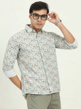 White Printed Slim Fit Casual Shirt | JadeBlue