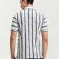 Grey Striped Slim Fit Polo T-Shirt | Greenfibre