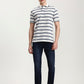 Grey Striped Slim Fit Polo T-Shirt | Greenfibre