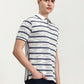 Grey Striped Slim Fit Polo T-Shirt | Greenfibre