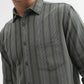 Olive Striped Slim Fit Casual Shirt | Greenfibre