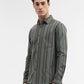 Olive Striped Slim Fit Casual Shirt | Greenfibre