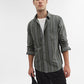 Olive Striped Slim Fit Casual Shirt | Greenfibre