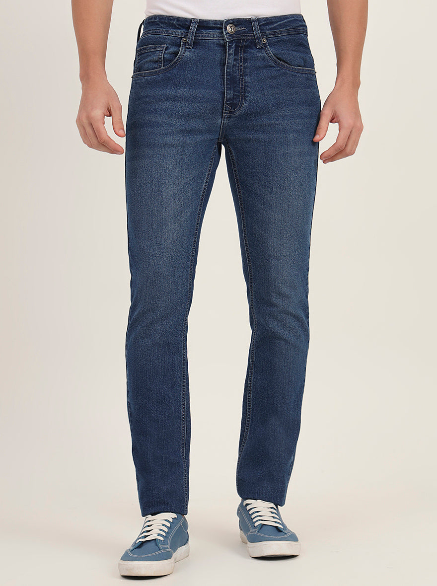 Mid Blue Washed Slim Fit Jeans | Greenfibre