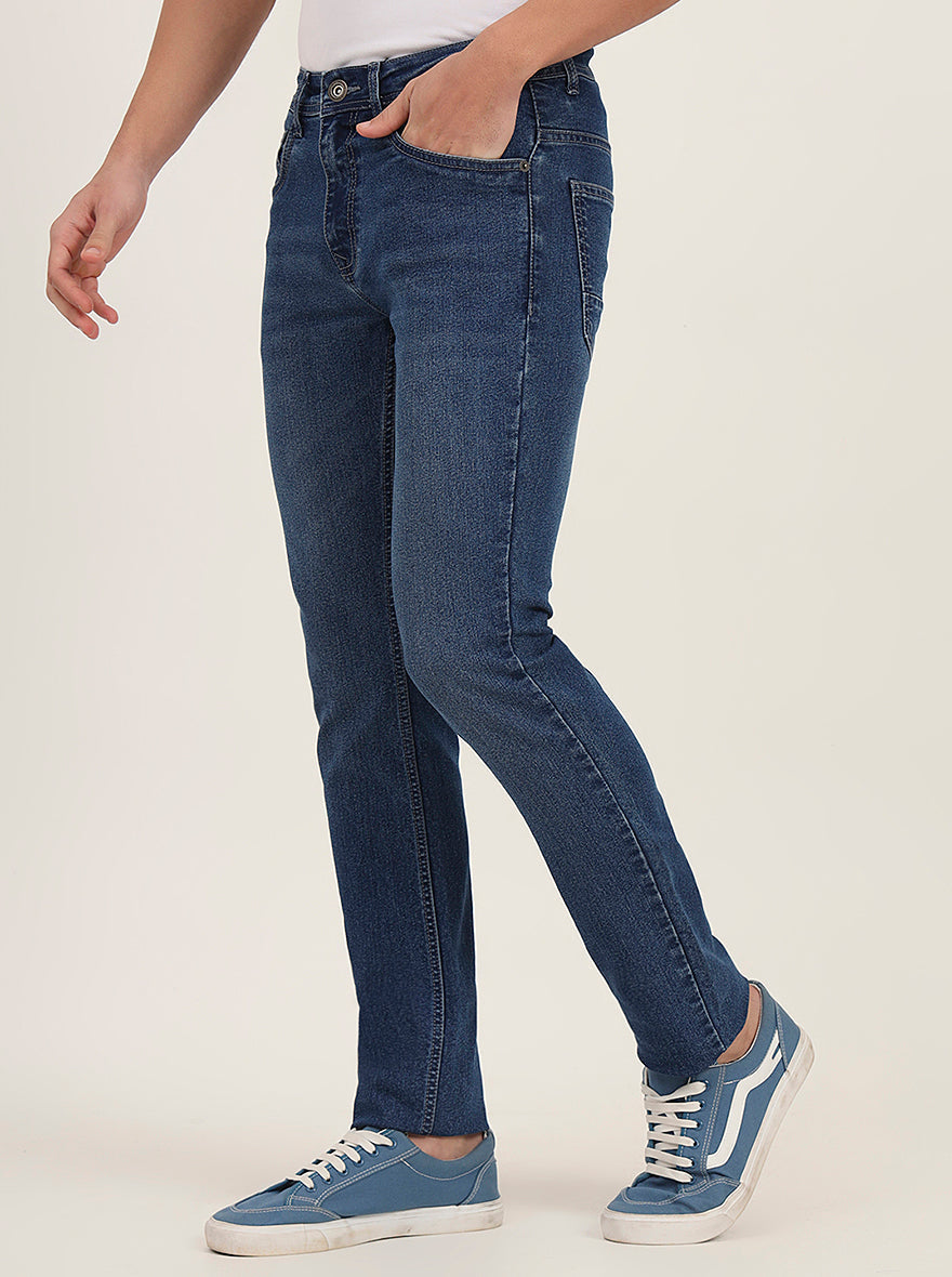 Mid Blue Washed Slim Fit Jeans | Greenfibre