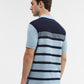 Navy Blue Striped Slim Fit Polo T-Shirt | Greenfibre