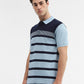 Navy Blue Striped Slim Fit Polo T-Shirt | Greenfibre
