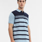 Navy Blue Striped Slim Fit Polo T-Shirt | Greenfibre