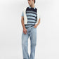 Navy Blue Striped Slim Fit Polo T-Shirt | Greenfibre