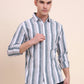 Dark Green Striped Slim Fit Casual Shirt | Greenfibre