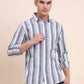 Dark Green Striped Slim Fit Casual Shirt | Greenfibre