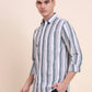 Dark Green Striped Slim Fit Casual Shirt | Greenfibre