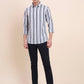 Dark Green Striped Slim Fit Casual Shirt | Greenfibre