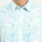 Turquoise Green Printed Slim Fit Casual Shirt | Greenfibre