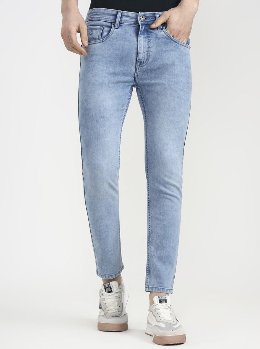 Light Blue Solid Urban Fit Jeans | Greenfibre