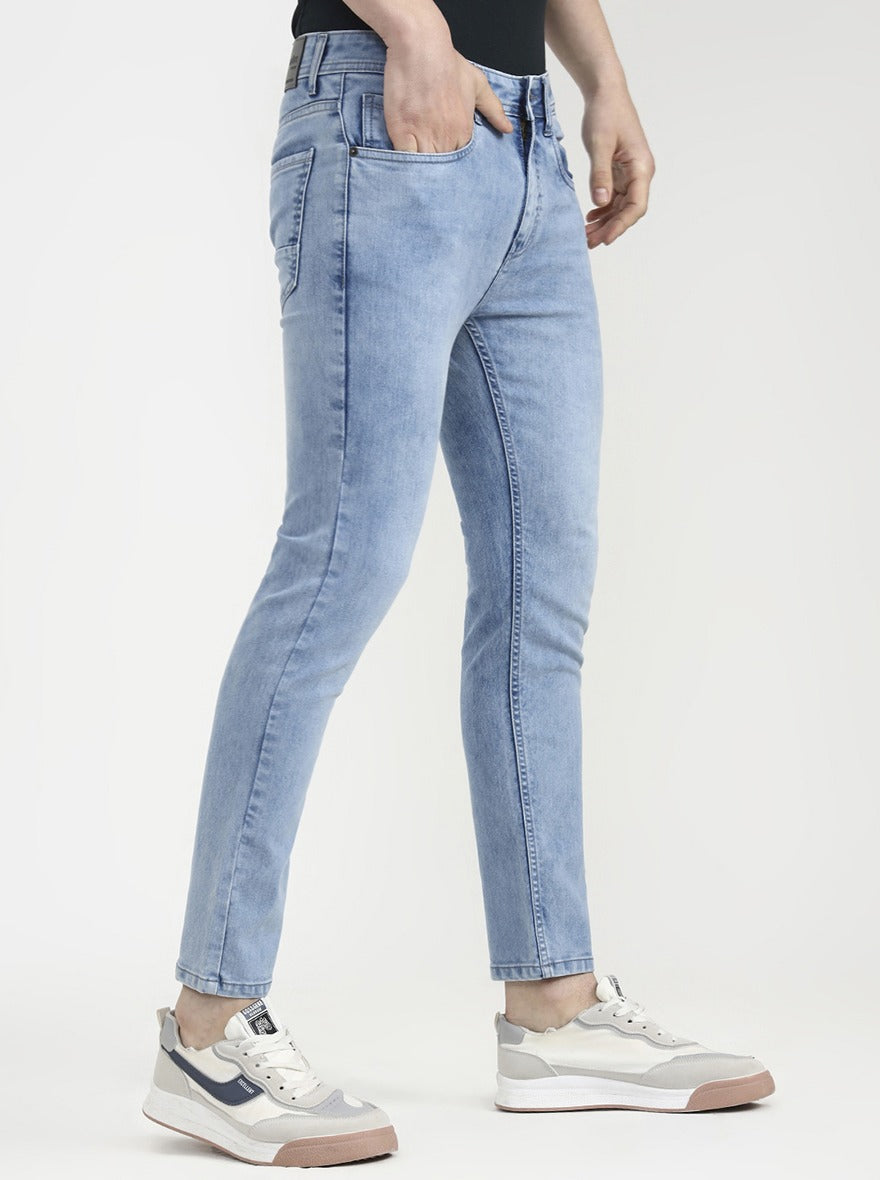 Light Blue Solid Urban Fit Jeans | Greenfibre