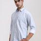 Blue Printed Smart Fit Semi Casual Shirt | Greenfibre