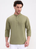 Green Solid Slim Fit Casual Shirt | Greenfibre