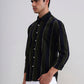 Olive Green Striped Slim Fit Casual Shirt | Greenfibre