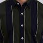 Olive Green Striped Slim Fit Casual Shirt | Greenfibre