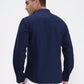 Navy Blue Solid Slim Fit Casual Shirt | Greenfibre