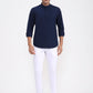 Navy Blue Solid Slim Fit Casual Shirt | Greenfibre