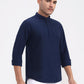 Navy Blue Solid Slim Fit Casual Shirt | Greenfibre