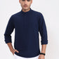 Navy Blue Solid Slim Fit Casual Shirt | Greenfibre