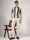 Beige Solid Neo Fit Casual Trouser | Greenfibre