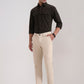 Beige Solid Neo Fit Casual Trouser | Greenfibre