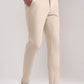 Beige Solid Neo Fit Casual Trouser | Greenfibre