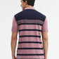 Mauve & navy Striped Slim Fit Polo T-Shirt | Greenfibre