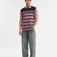 Mauve & navy Striped Slim Fit Polo T-Shirt | Greenfibre