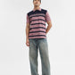 Mauve & navy Striped Slim Fit Polo T-Shirt | Greenfibre