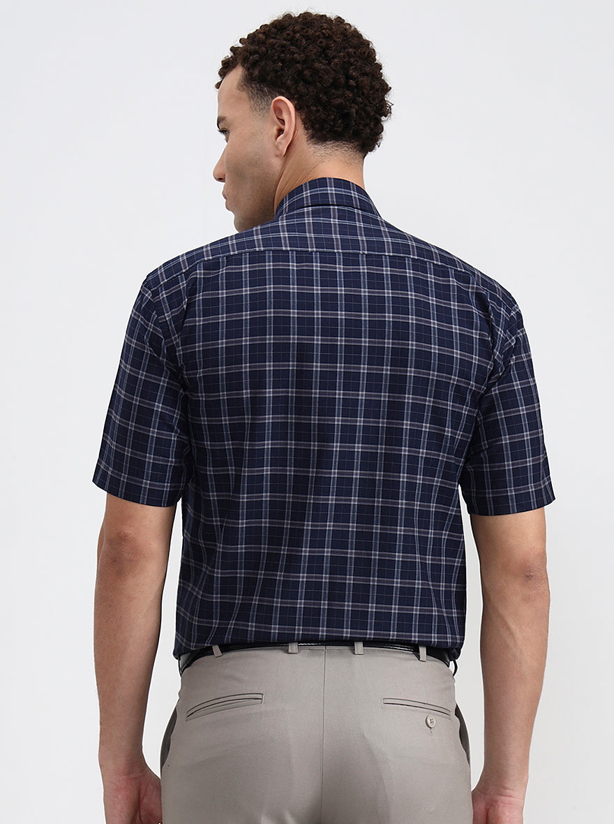 Blue Checked Regular Fit Formal Shirt | Greenfibre