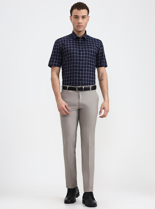 Blue Checked Regular Fit Formal Shirt | Greenfibre