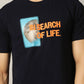Navy Blue Printed Slim Fit T-Shirt | JadeBlue