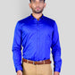 Royal Blue Solid Slim Fit Party Wear Shirt | Greenfibre