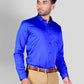 Royal Blue Solid Slim Fit Party Wear Shirt | Greenfibre