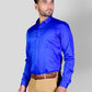 Royal Blue Solid Slim Fit Party Wear Shirt | Greenfibre