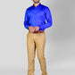 Royal Blue Solid Slim Fit Party Wear Shirt | Greenfibre