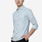 Blue Printed Slim Fit Casual Shirt | Greenfibre