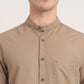 Khaki Solid Slim Fit Casual Shirt | Greenfibre