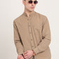 Khaki Solid Slim Fit Casual Shirt | Greenfibre